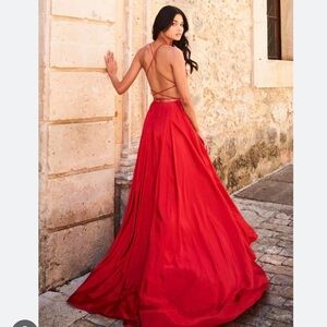Sherri Hill satin ruby red dress, size 2